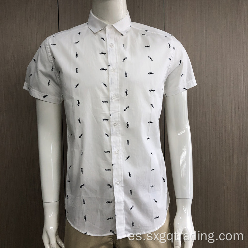 Camisa 100% algodón de manga corta con estampado de moda masculina